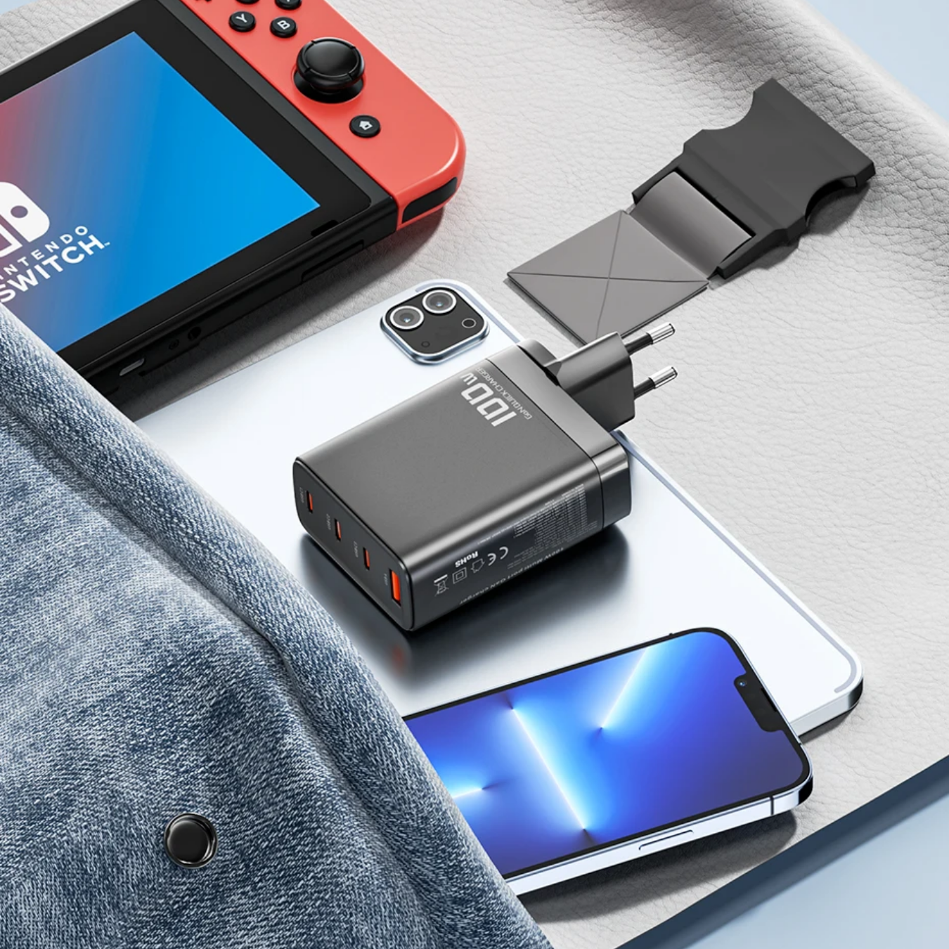 Cargador Toocki multi USB , carga rápida (100W)