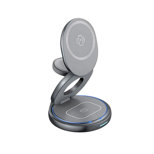 Cargador inalámbrico 3 en 1 - Plegable y rotación 360º