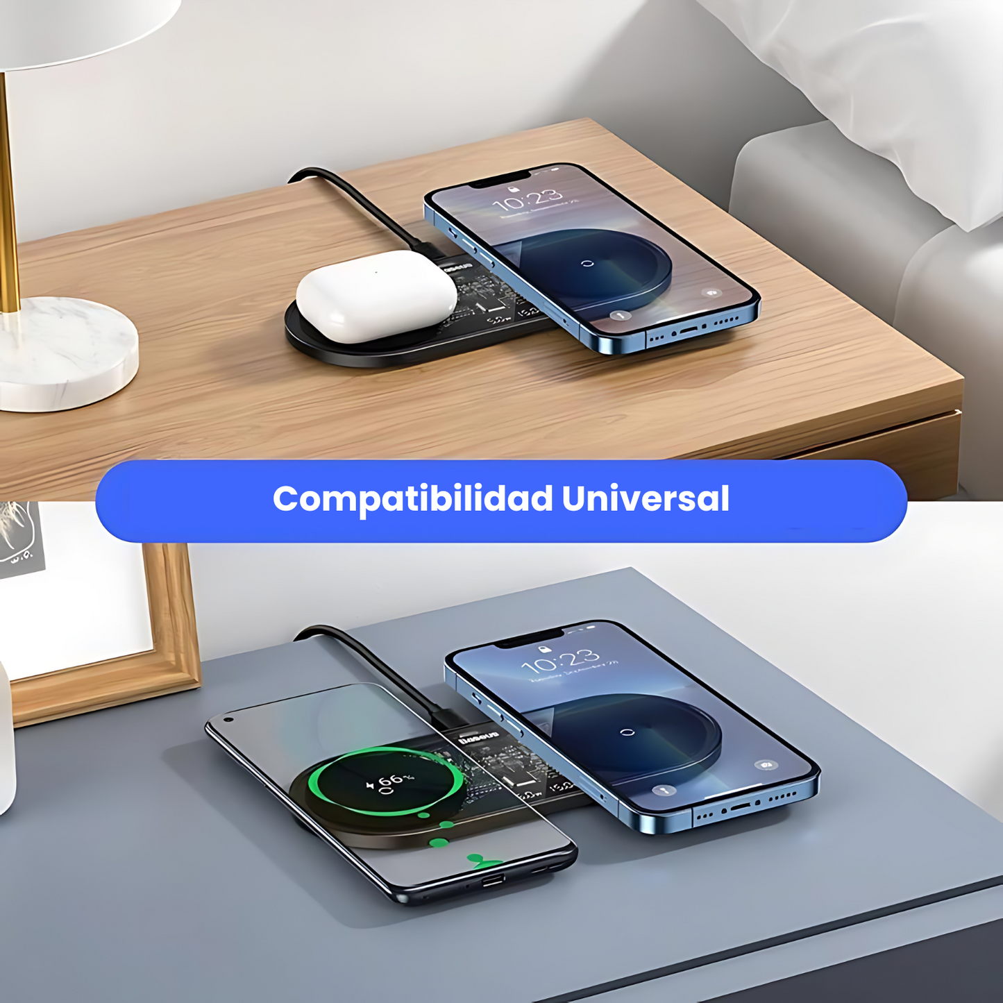 Cargador inalámbrico plano 2 en 1 Baseus - carga rápida
