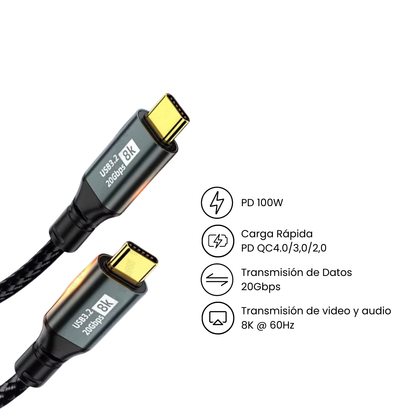 Cable USB C a USB C Thunderbolt 8K (2 metros)