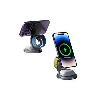 Cargador inalámbrico 3 en 1 - Plegable y rotación 360º