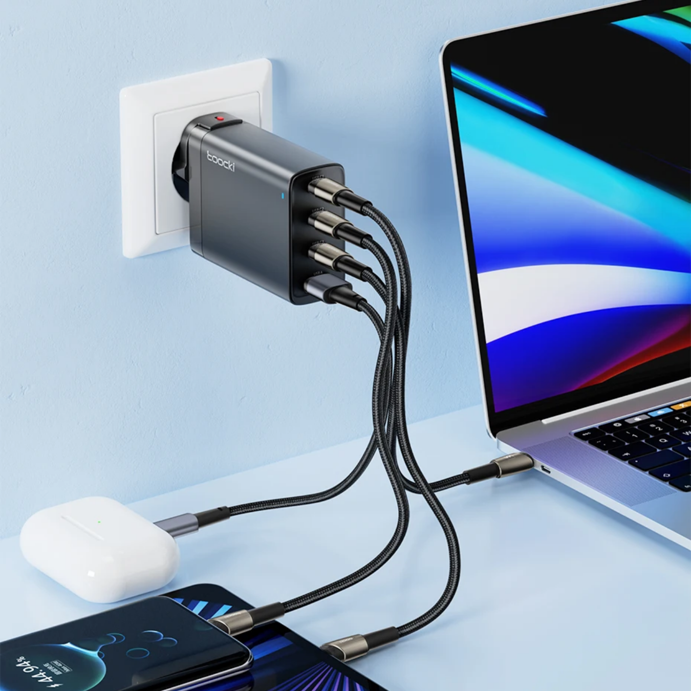 Cargador Toocki multi USB , carga rápida (100W)