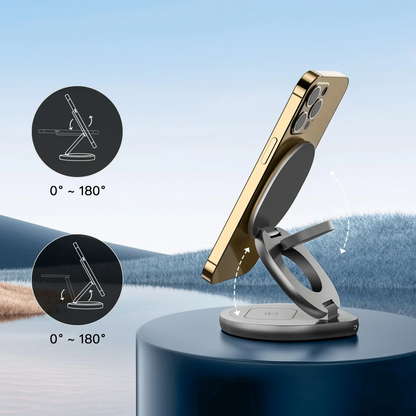 Cargador inalámbrico 3 en 1 - Plegable y rotación 360º