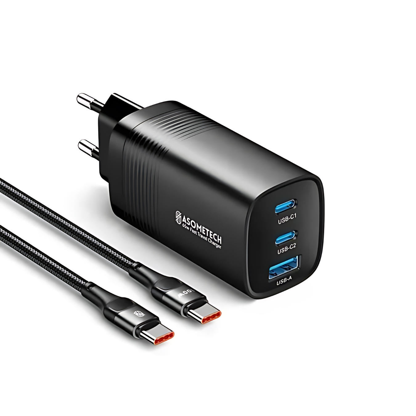 Cargador multi USB, carga rápida (65W)